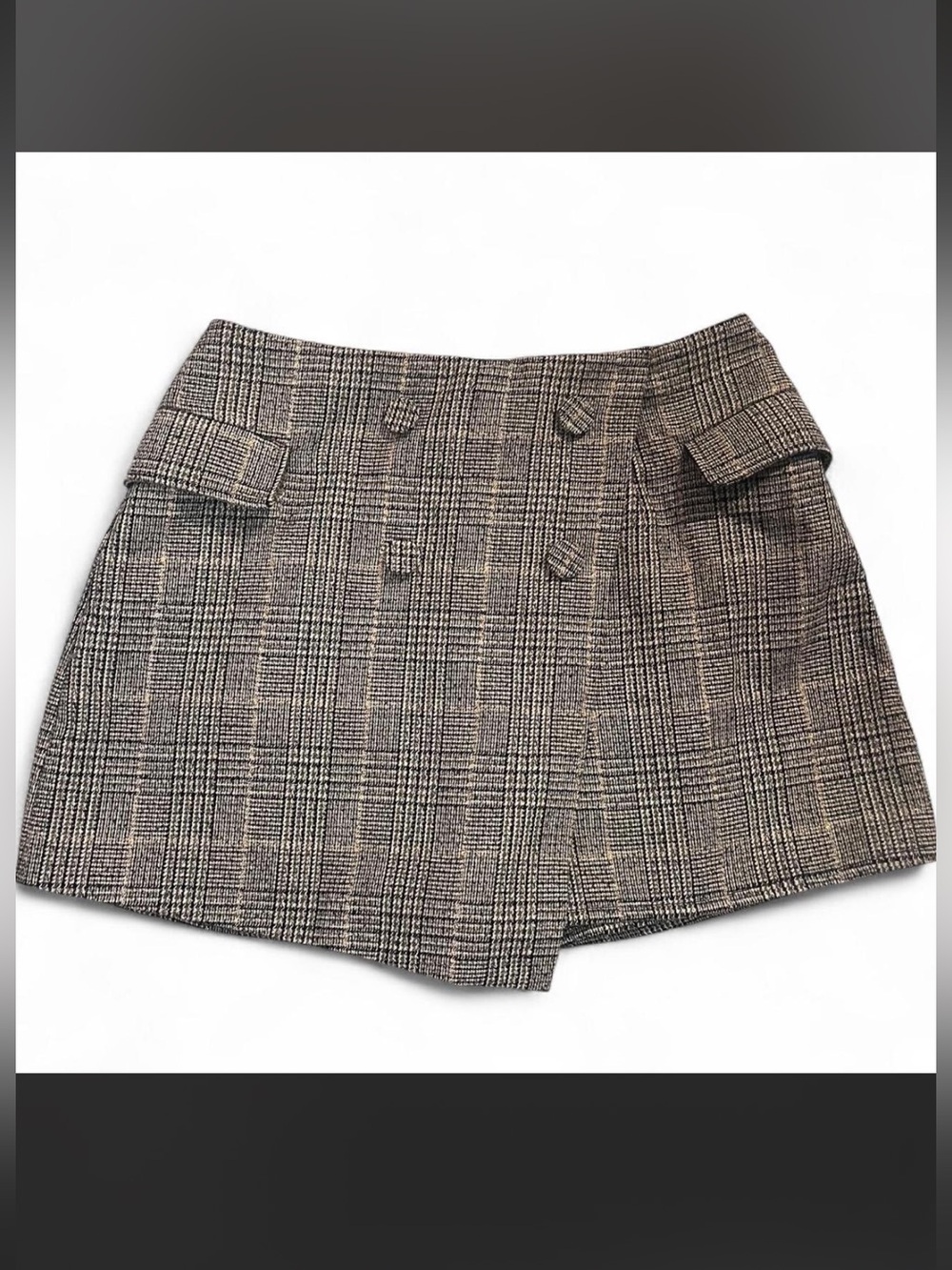 For Love And Lemons Black and White Plaid Mini Skirt - Size M